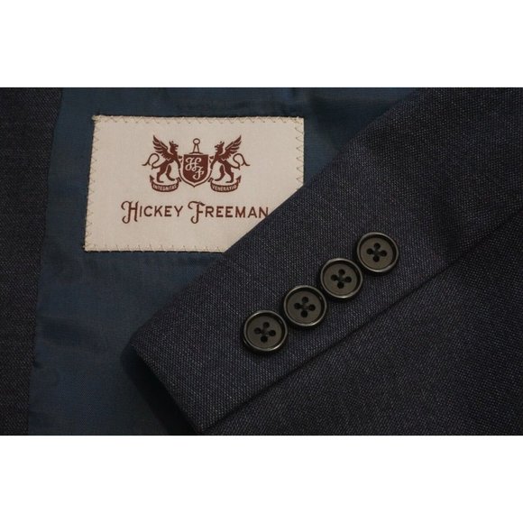 Hickey Freeman Morgan Wool Blend Blue Sport Coat Jacket Sz 42L